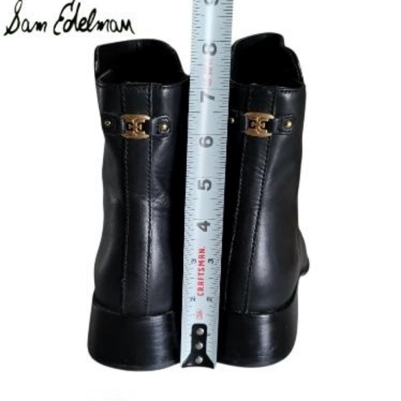 Sam Edelman THATCHER Black Leather Ankle Boot Dress Square Toe Heel Shoe Women 9 - Picture 11 of 13